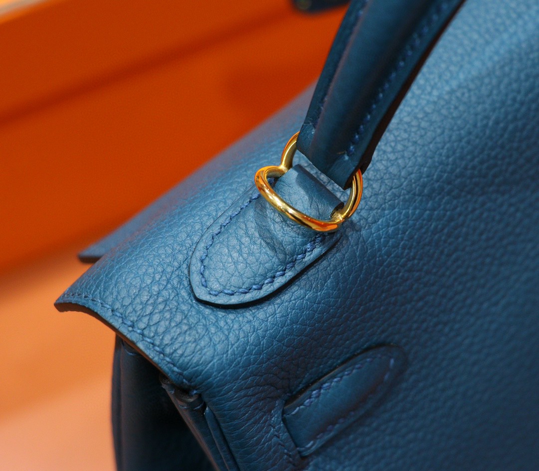 Hermès（爱马仕）Kelly 凯莉包 玛瑙蓝 Togo 全手缝 金扣 25cm