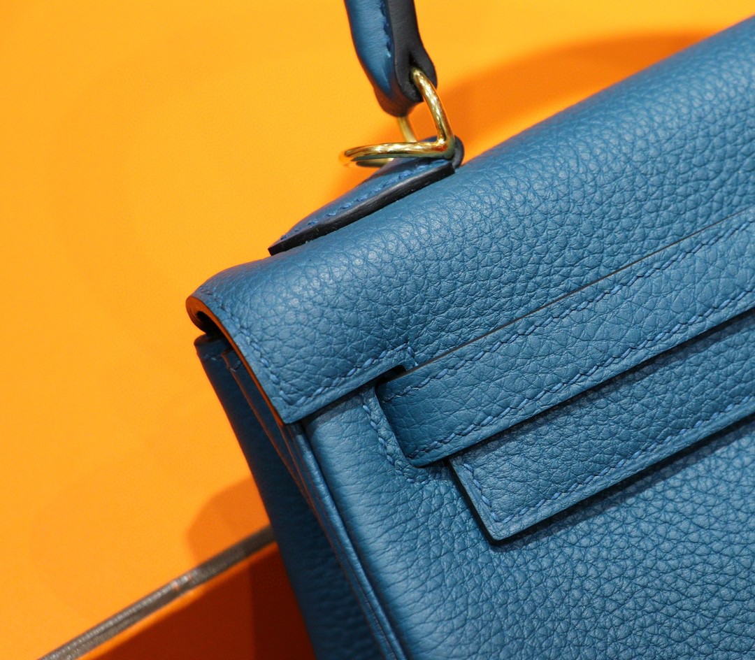 Hermès（爱马仕）Kelly 凯莉包 玛瑙蓝 Togo 全手缝 金扣 25cm