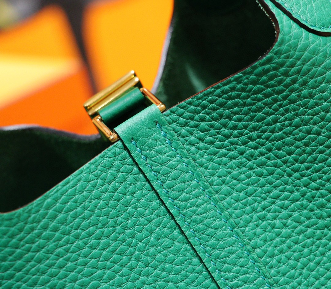 Hermès（爱马仕）Picotin 菜篮子 丝绒绿 Togo 小牛皮 全手缝 金扣 18cm