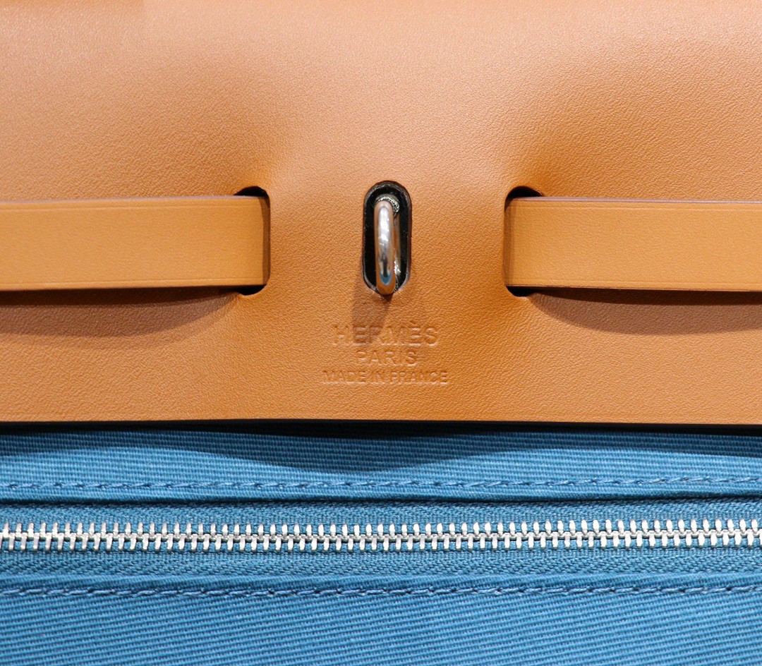 Hermès（爱马仕）Herbag 伊兹密尔蓝 原版帆布拼原厂皮 最高版本级 别银扣 31cm