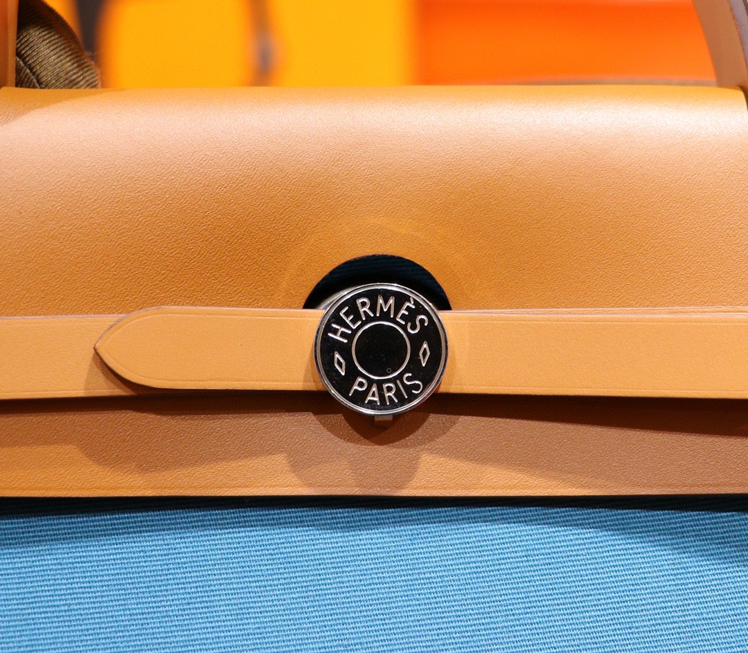 Hermès（爱马仕）Herbag 伊兹密尔蓝 原版帆布拼原厂皮 最高版本级 别银扣 31cm