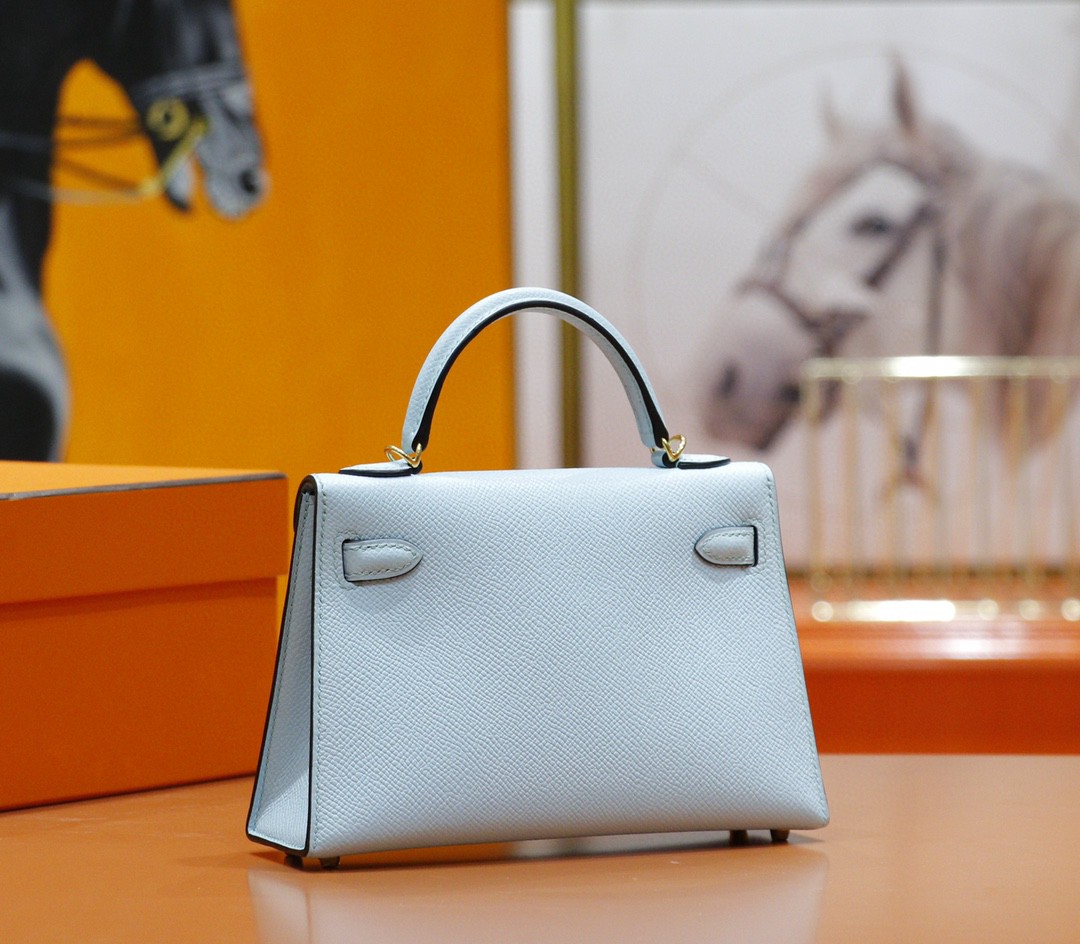 Hermès（爱马仕）Minikelly 微风蓝 Epsom 全手缝 小牛皮 金扣 2代