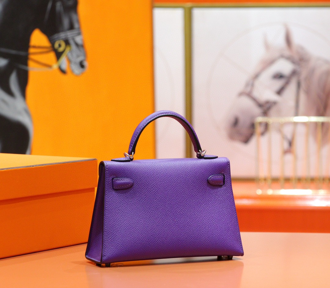 Hermès（爱马仕）Minikelly 梦幻紫 Epsom 全手缝 小牛皮 银扣 2代
