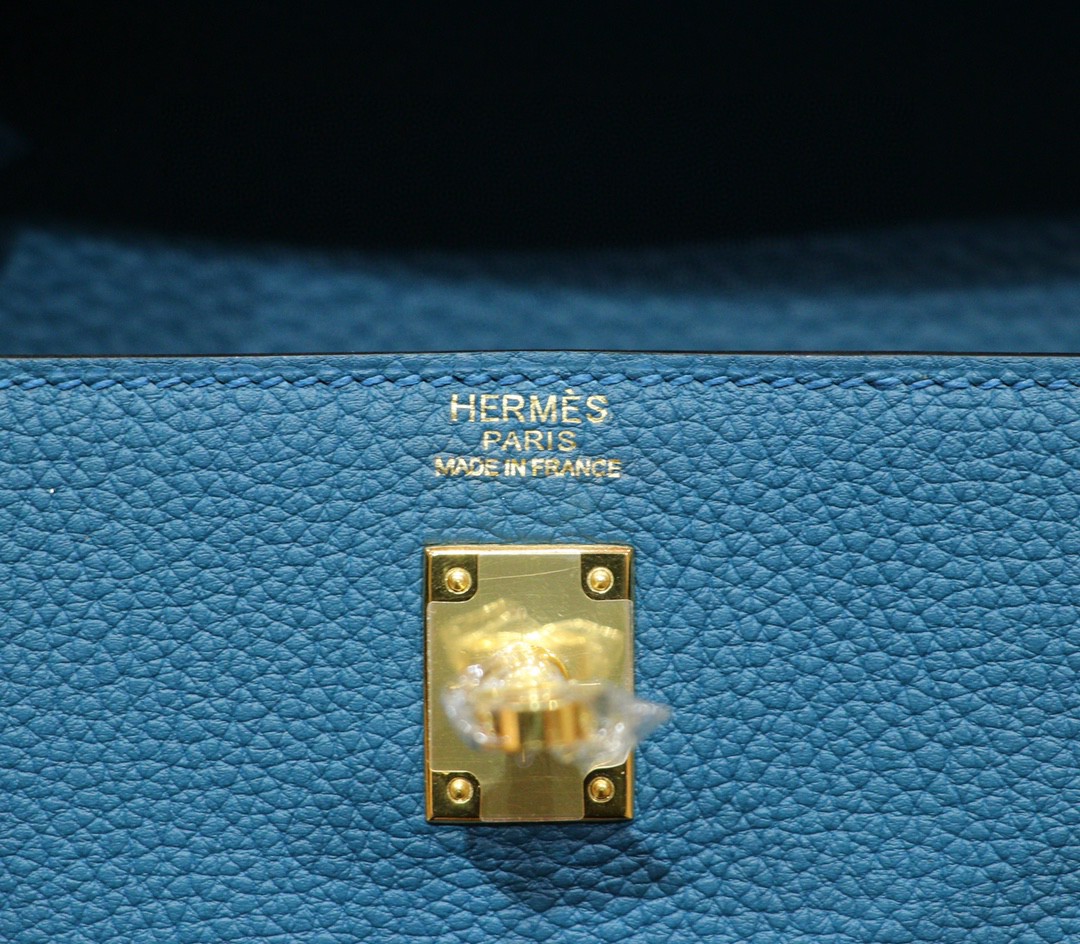 Hermès（爱马仕）Kelly 凯莉包 玛瑙蓝 Togo 全手缝 金扣 25cm