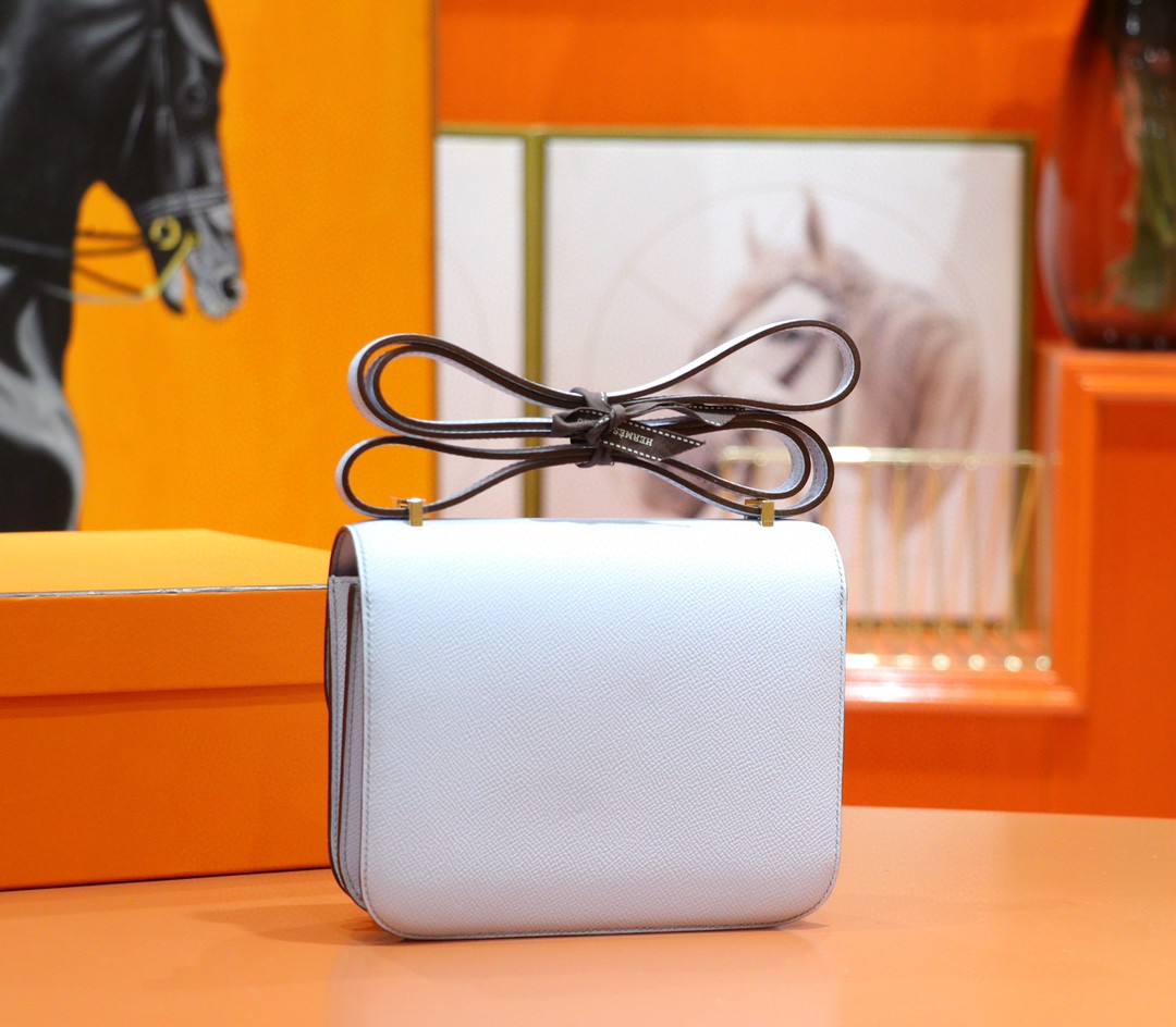 Hermès（爱马仕）Constance 雾霾蓝 Espom 全手缝 小牛皮 金扣 19cm
