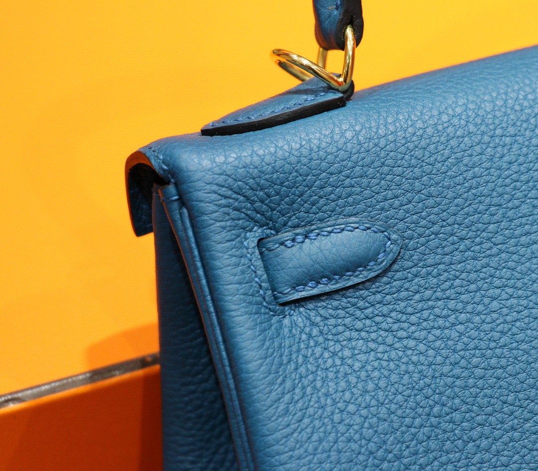 Hermès（爱马仕）Kelly 凯莉包 玛瑙蓝 Togo 全手缝 金扣 25cm