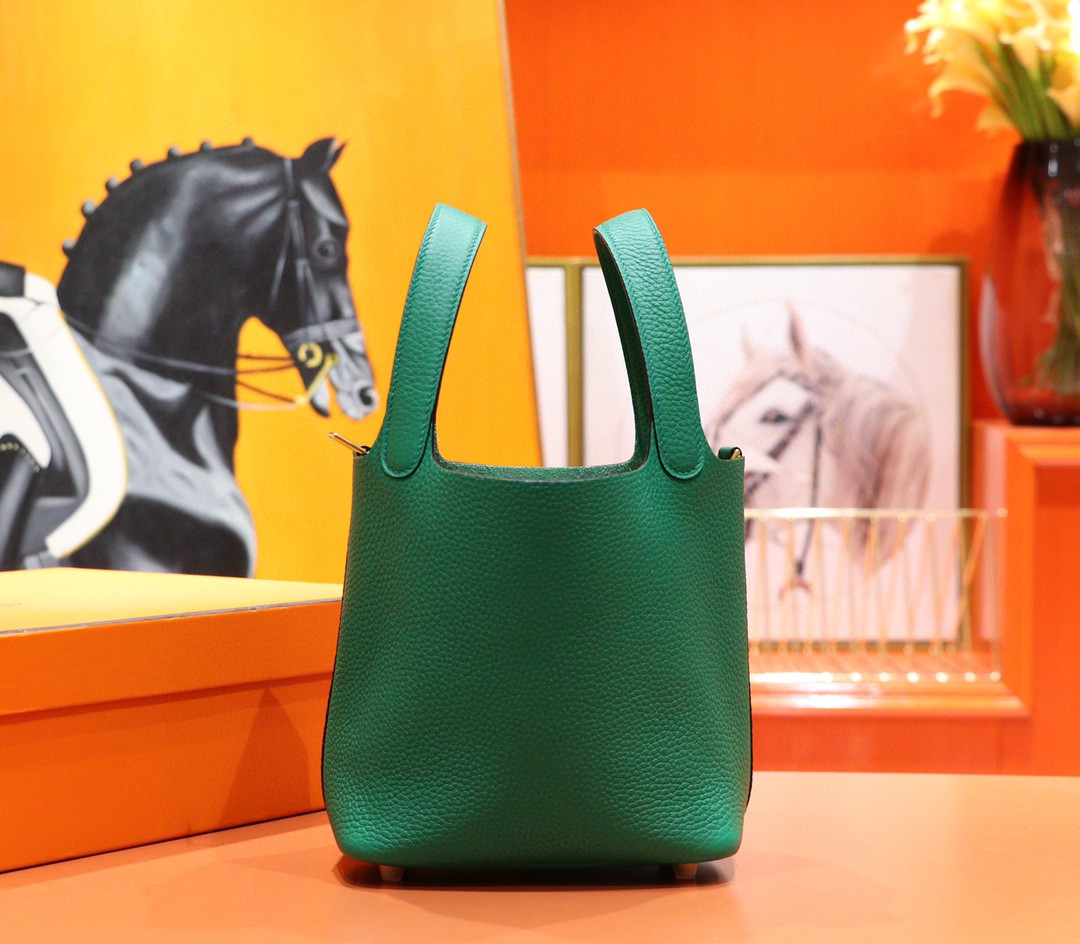 Hermès（爱马仕）Picotin 菜篮子 丝绒绿 Togo 小牛皮 全手缝 金扣 18cm
