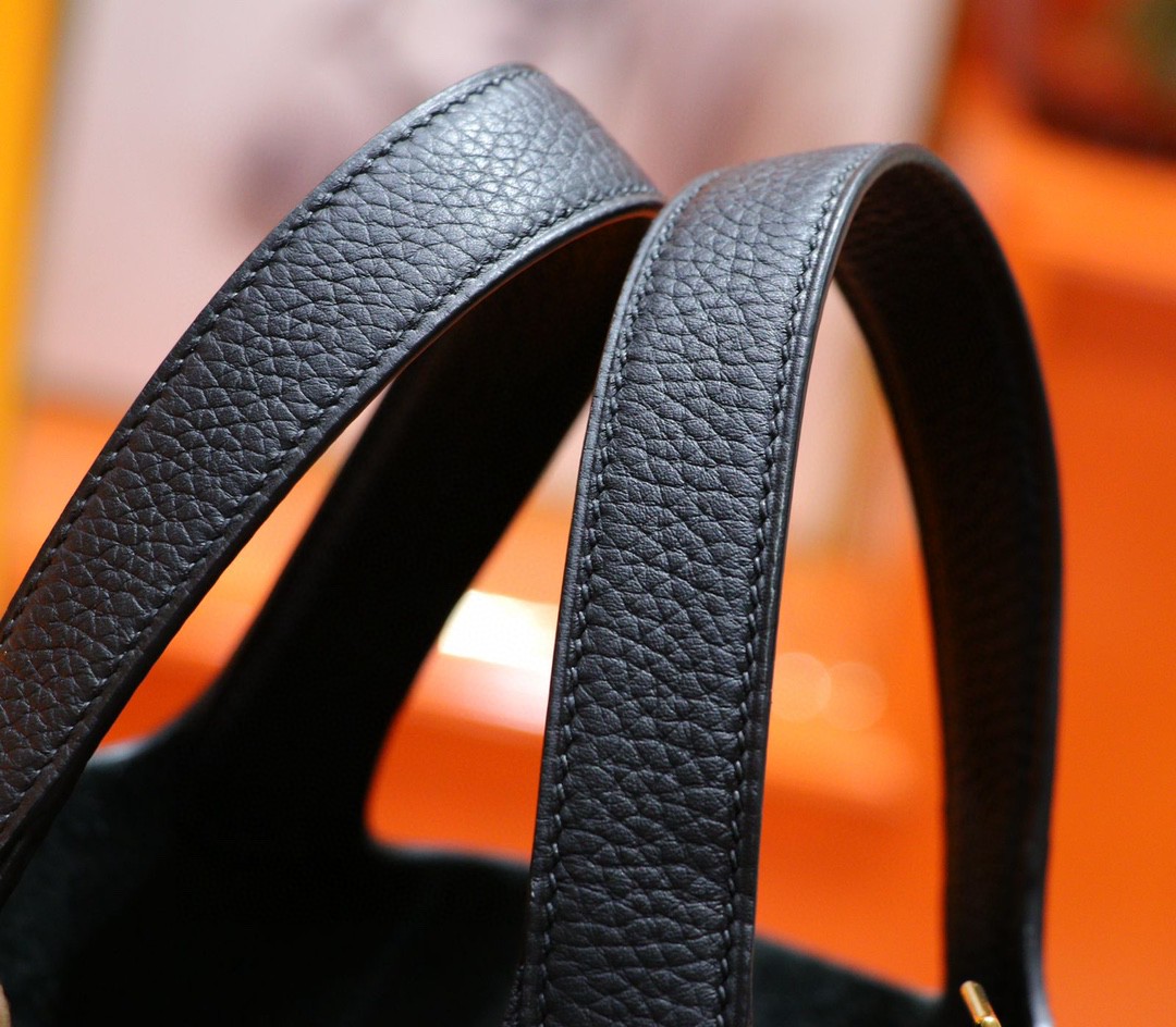 Hermès（爱马仕）Picotin 菜篮子 黑色 Togo小牛皮 全手缝 金扣 18cm