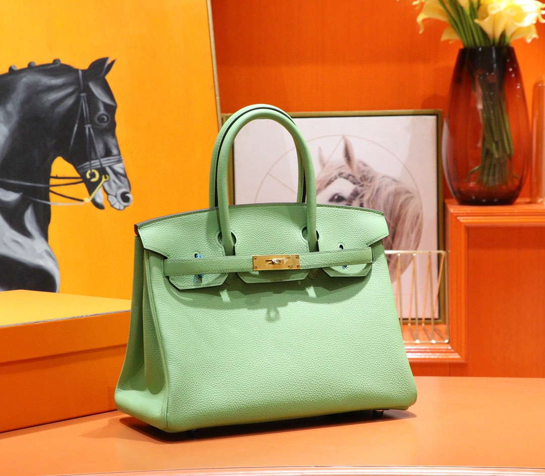 Hermès（爱马仕）Birkin 铂金包 牛油果 Togo 小牛皮 全手缝 金扣 30cm