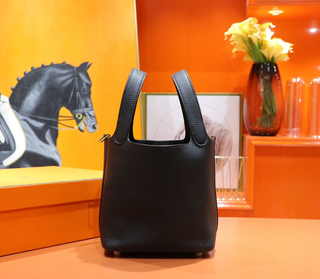 Hermès（爱马仕）Picotin 菜篮子 黑色 Togo小牛皮 全手缝 金扣 18cm