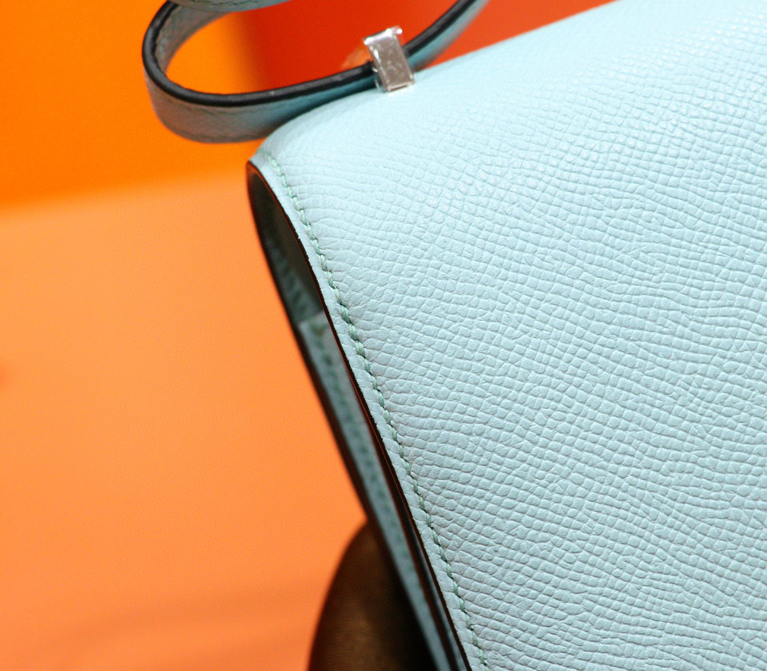 Hermes Constance 空姐包 19CM 微风蓝 Epsom 全手缝 银扣