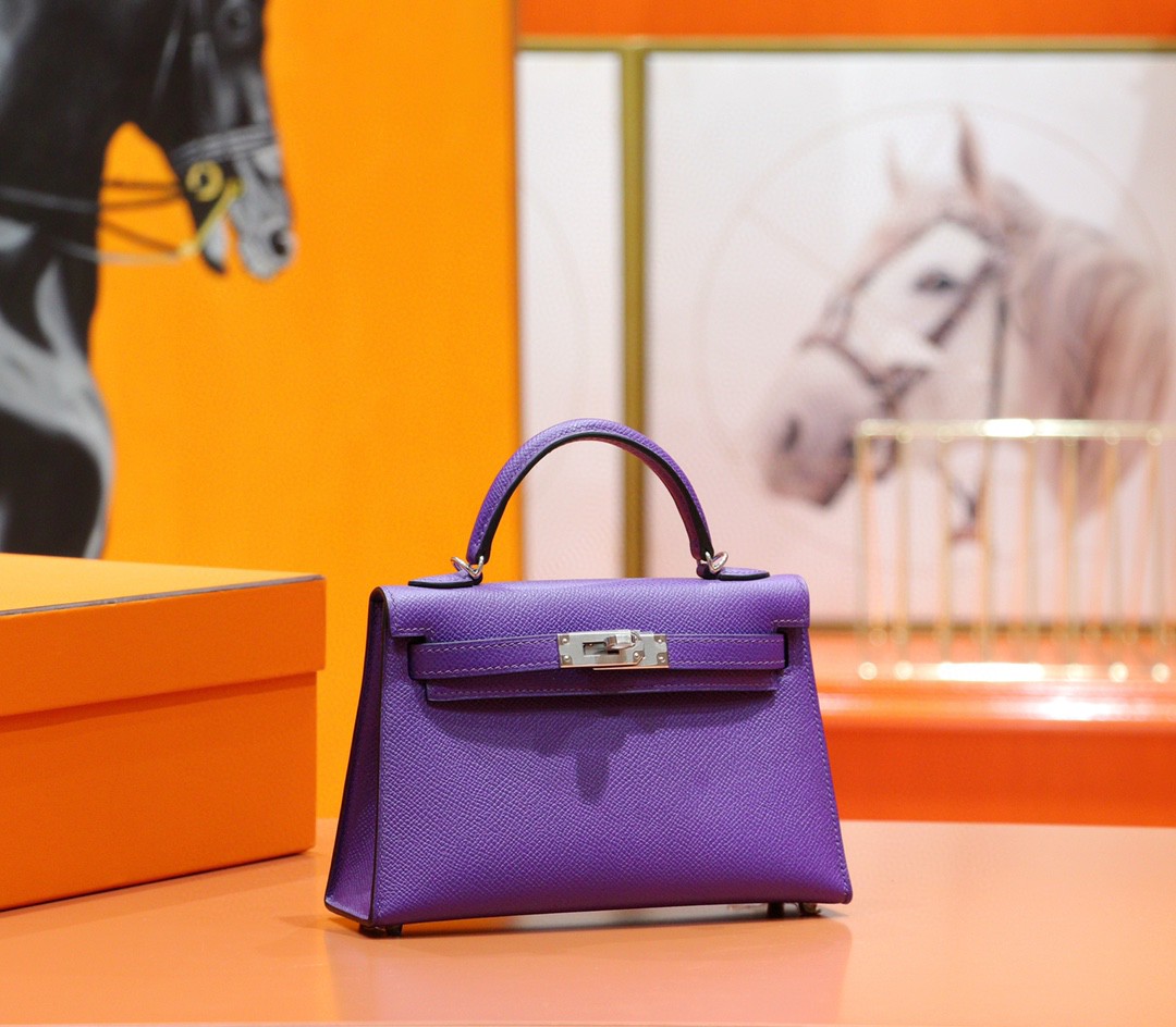 Hermès（爱马仕）Minikelly 梦幻紫 Epsom 全手缝 小牛皮 银扣 2代