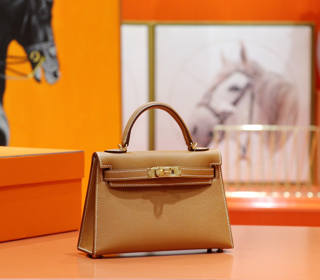 Hermès（爱马仕）Minikelly 金棕 Epsom 全手缝 小牛皮 金扣 2代