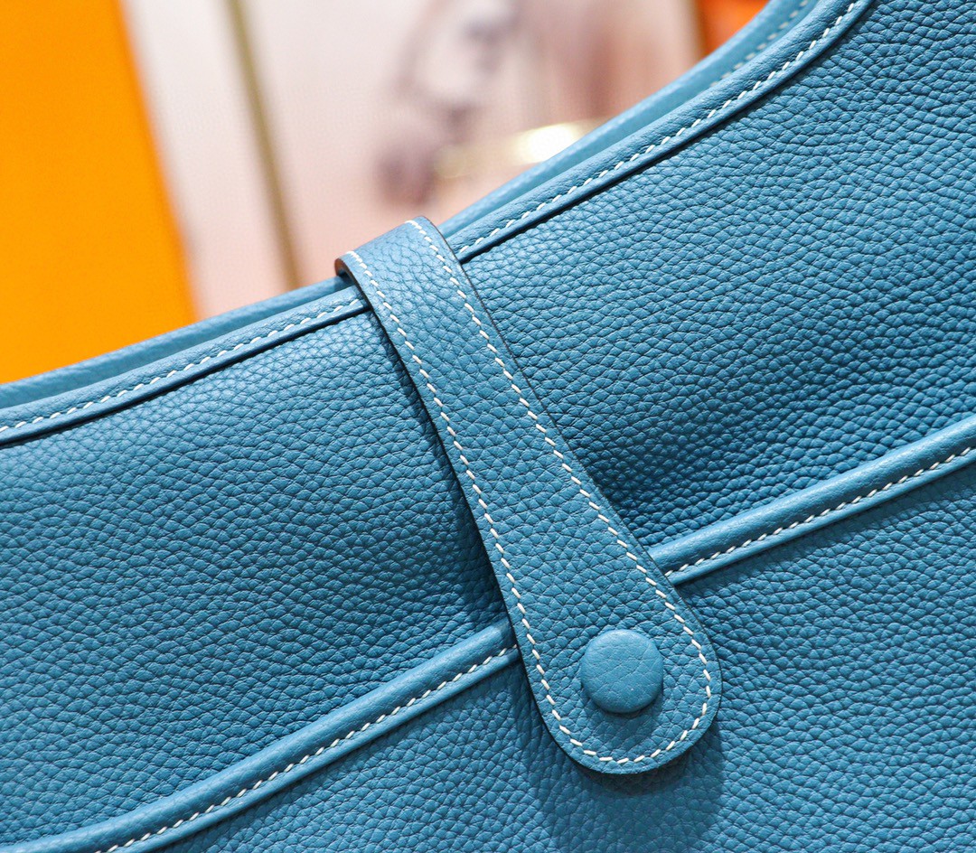 Hermès（爱马仕）Evelyne 伊芙琳 牛仔蓝 Togo 小牛皮 银扣 28cm