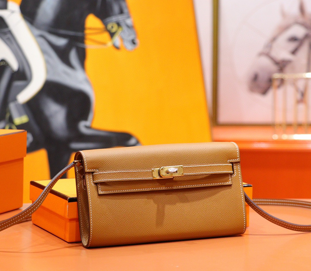 Hermès（爱马仕）Kelly Togo 金棕 Epsom 全手缝 小牛皮 金扣
