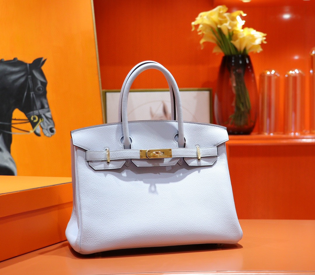 Hermès（爱马仕）Birkin 铂金包 微风蓝Togo 全手缝 金扣 30cm