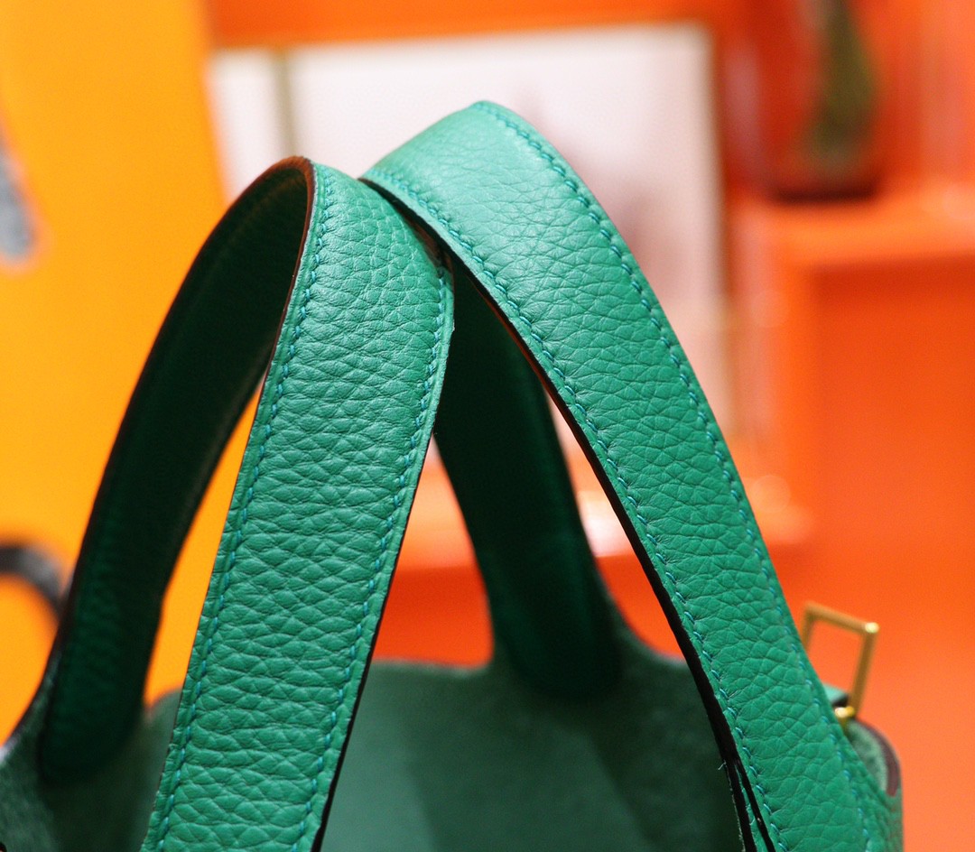 Hermès（爱马仕）Picotin 菜篮子 丝绒绿 Togo 小牛皮 全手缝 金扣 18cm