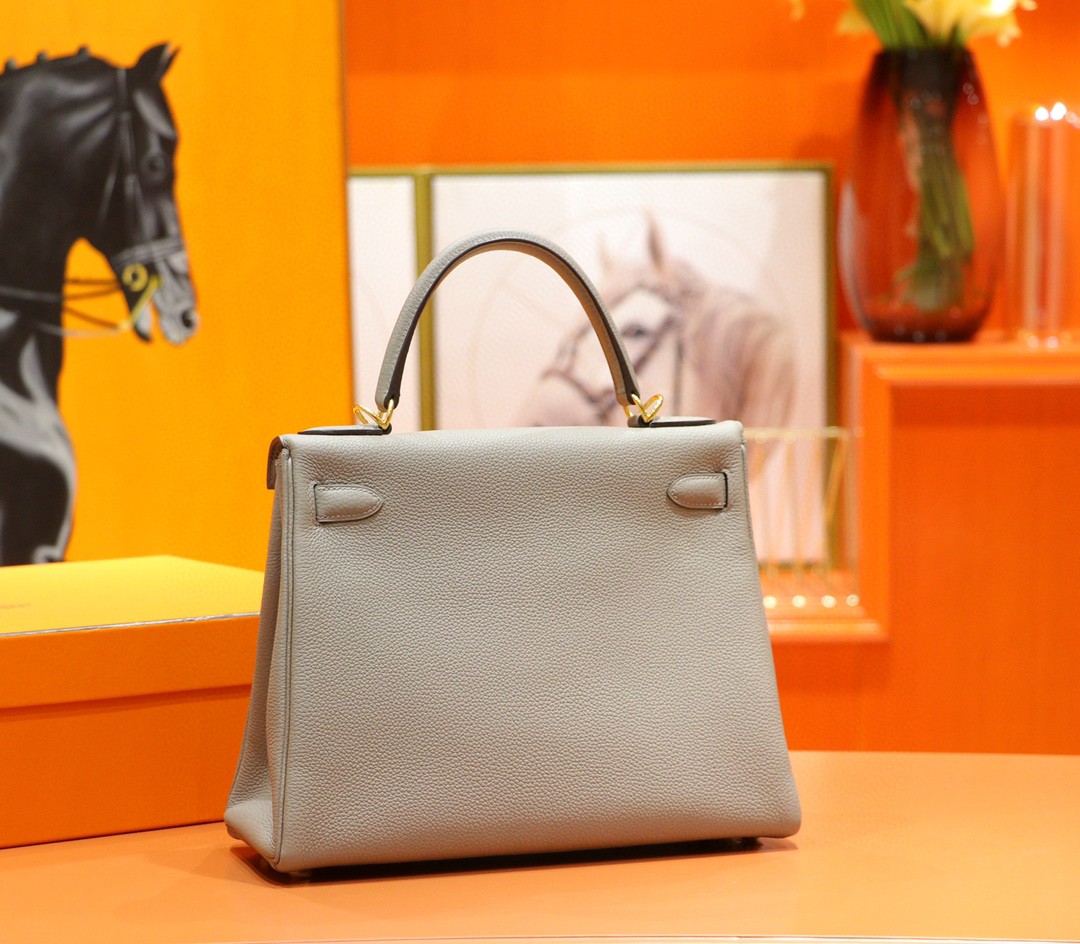 Hermès（爱马仕）Kelly 沥青灰 Togo 全手缝 小牛皮 金扣 28cm