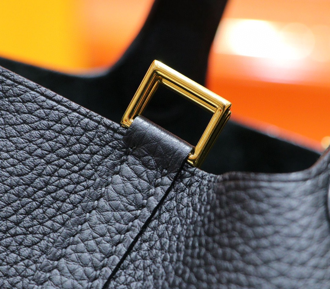 Hermès（爱马仕）Picotin 菜篮子 黑色 Togo小牛皮 全手缝 金扣 18cm