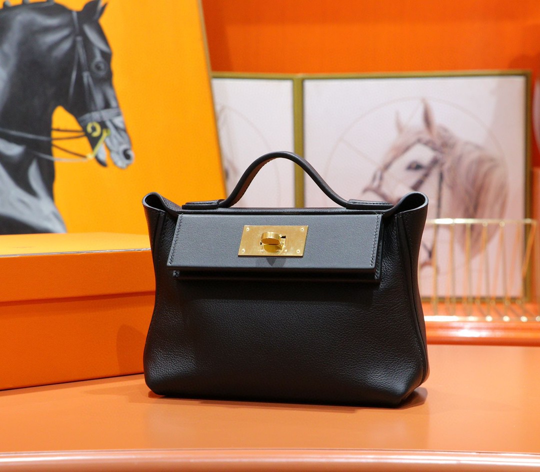 Hermès（爱马仕）Mini kelly 2424 黑色 evercolor 金扣 21cm