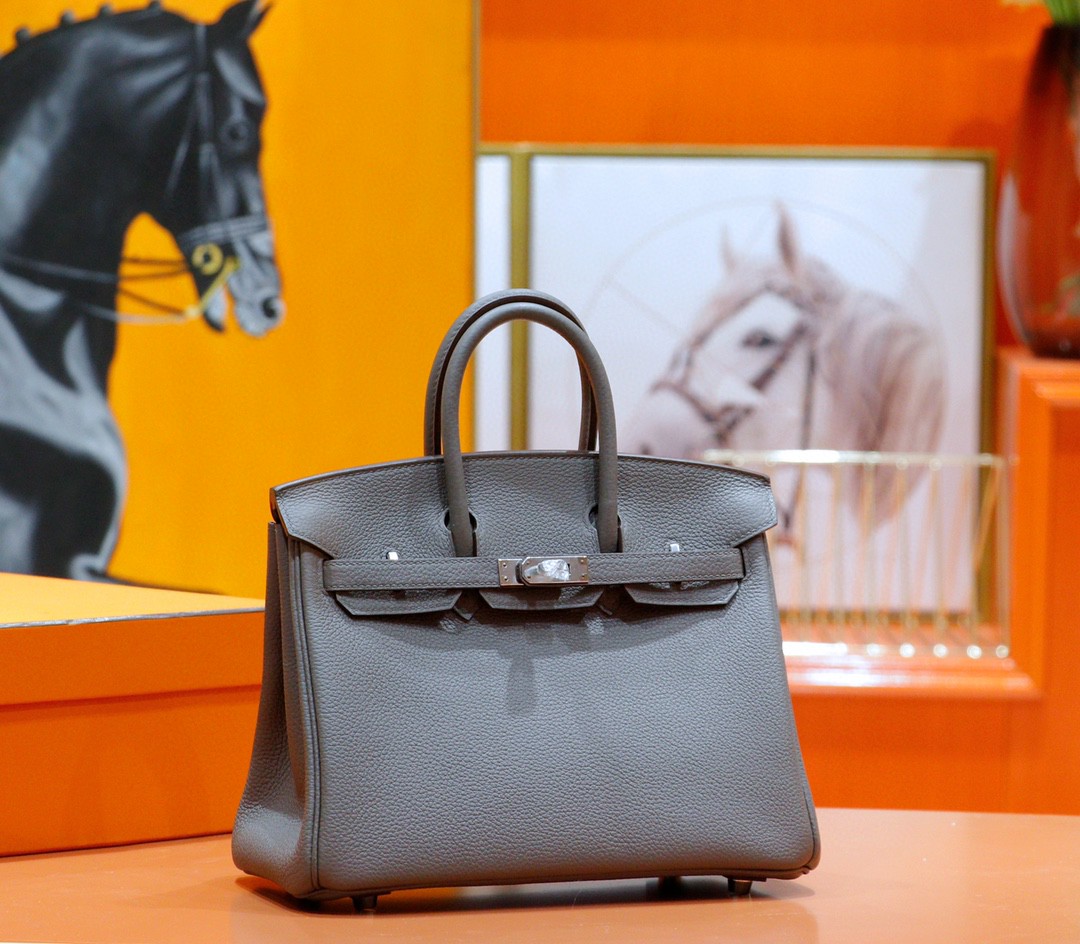 Hermès（爱马仕）Birkin 铂金包 锡器灰 Togo 全手缝 小牛皮 银扣 25cm