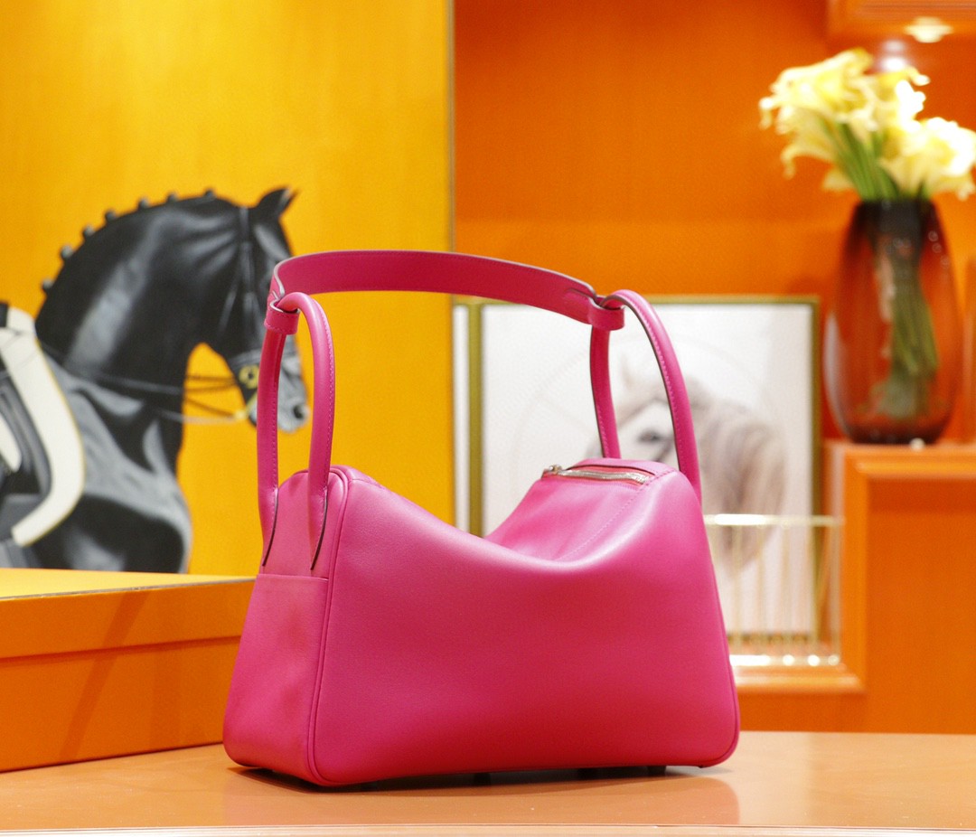 Hermès（爱马仕）Lindy 琳迪包 玫瑰紫 Swift皮 银扣 30cm 全手缝