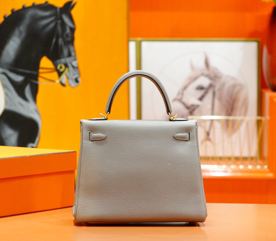 Hermès（爱马仕）Kelly 凯莉包 沥青灰 togo 全手缝 小牛皮 金扣 25cm