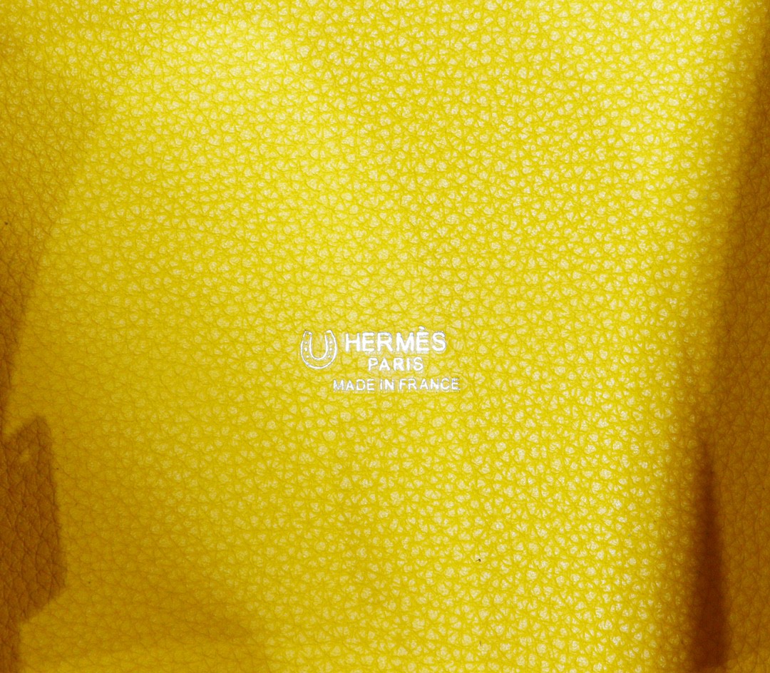 Hermès（爱马仕）Picotin 菜篮子 琥珀黄内拼北方蓝 Togo 拼 Swift小牛皮 银扣 18cm