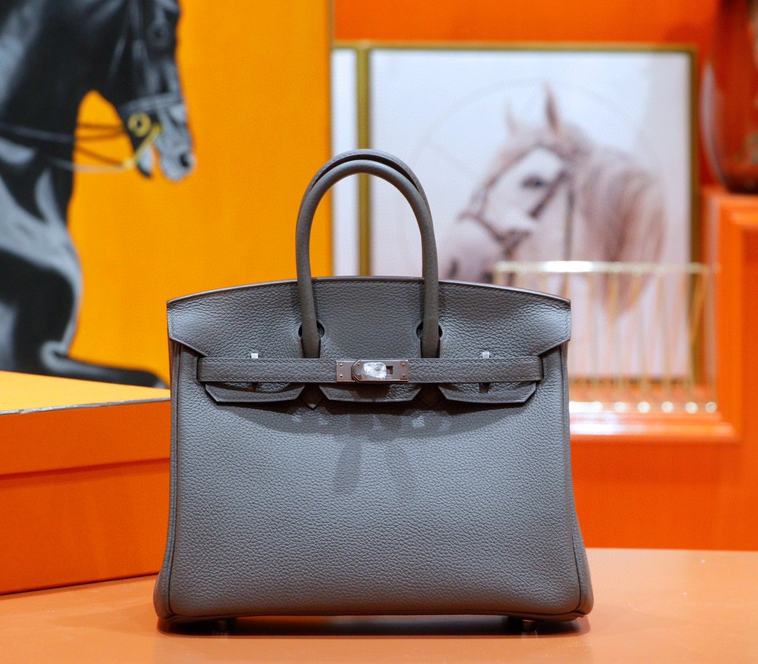 Hermès（爱马仕）Birkin 铂金包 锡器灰 Togo 全手缝 小牛皮 银扣 25cm