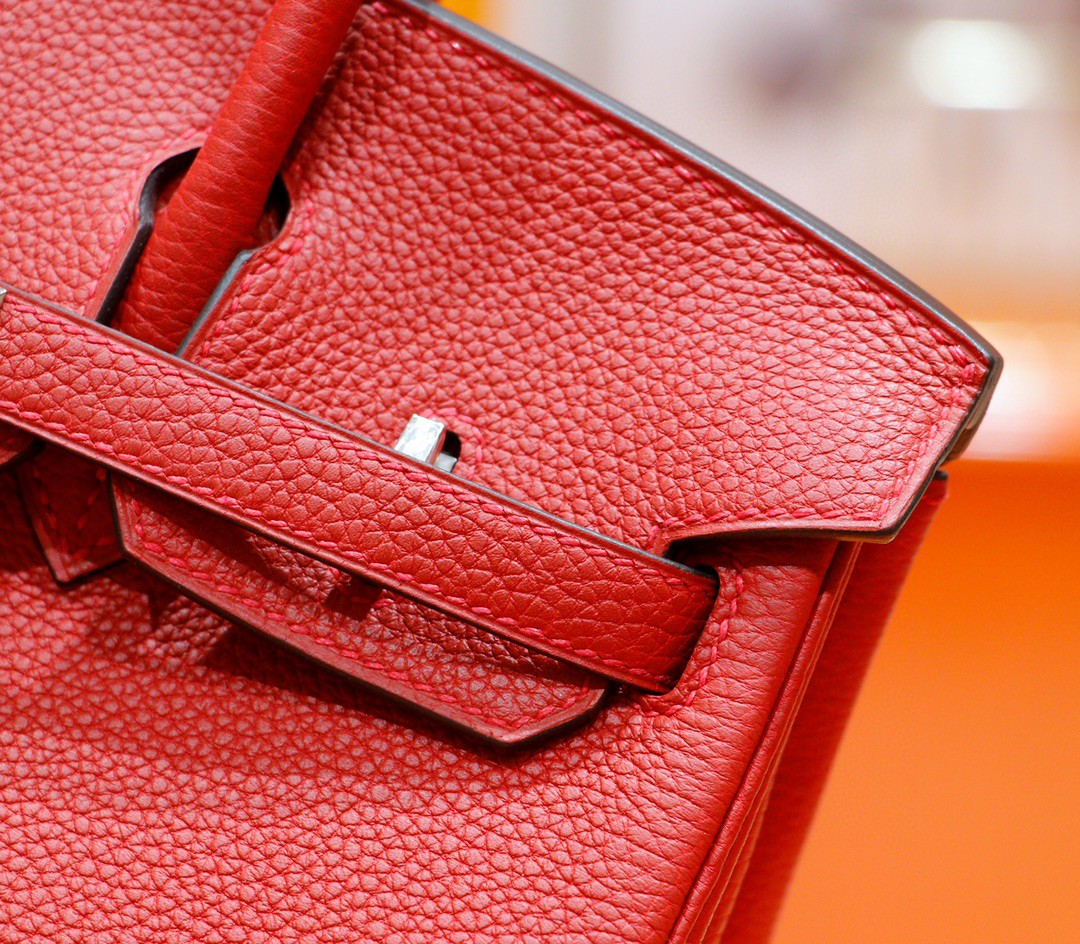 Hermès（爱马仕）Birkin 铂金包 国旗红 togo 全手缝 小牛皮 银扣 25cm