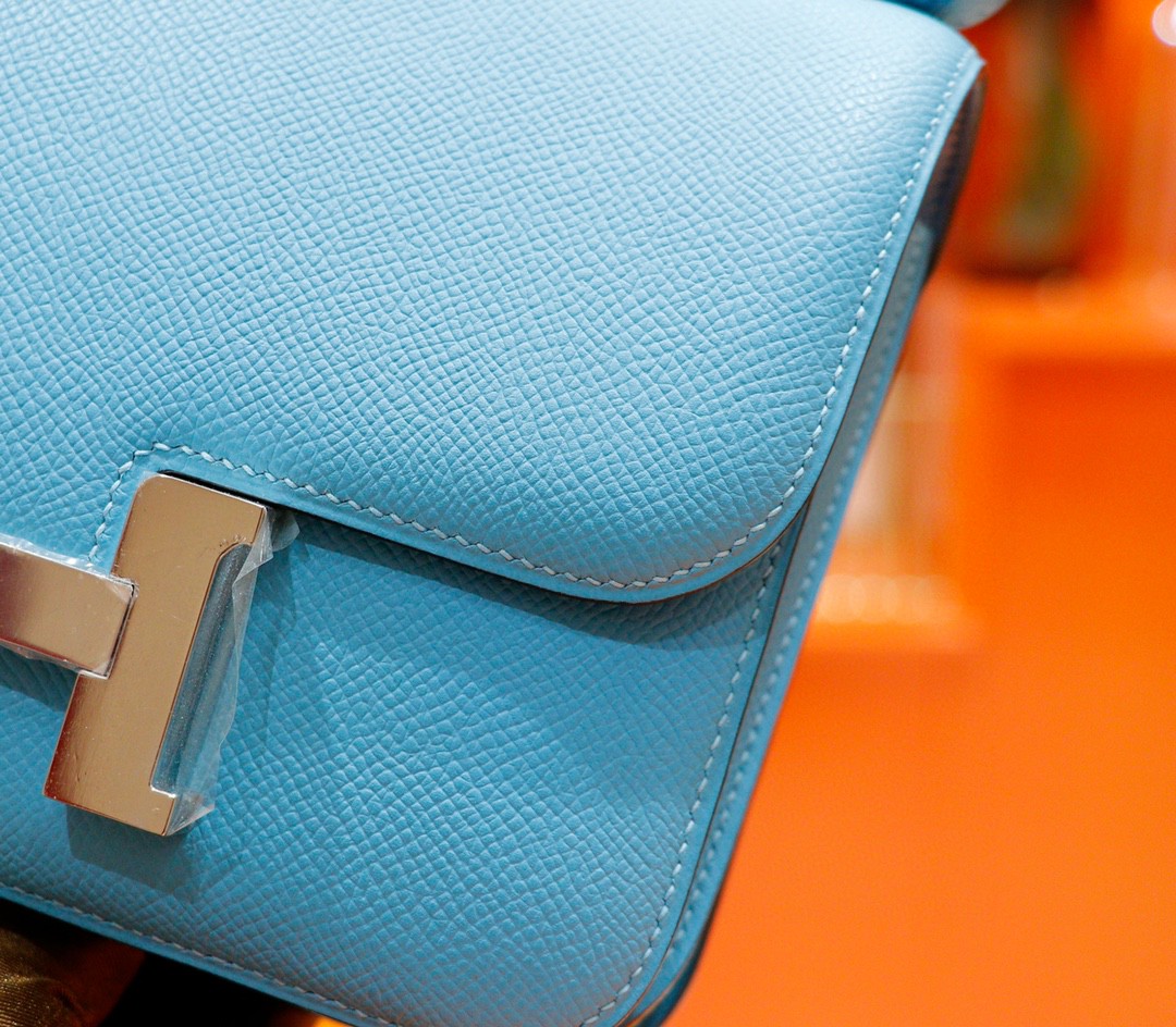 Hermès（爱马仕）Constance 空姐包 北方蓝 Epsom 全手缝 小牛皮 银扣 19cm
