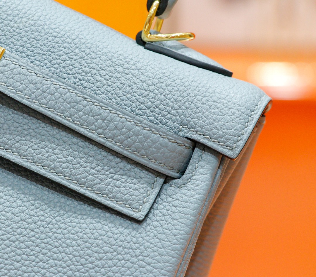 Hermès（爱马仕）Kelly 凯莉包 天青色 togo 全手缝 小牛皮 金扣 25cm