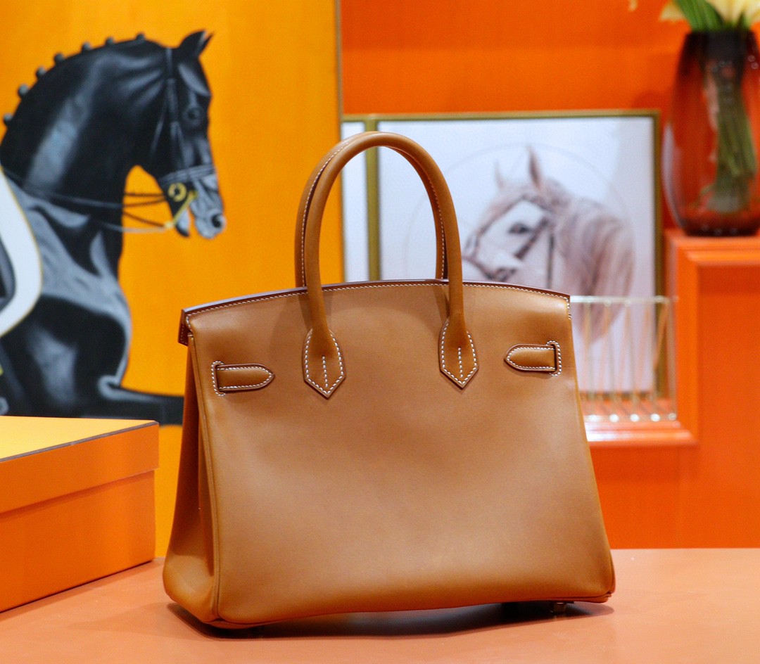 Hermès（爱马仕）Birkin 铂金包 金棕 全手缝 马鞍皮 金扣 30cm
