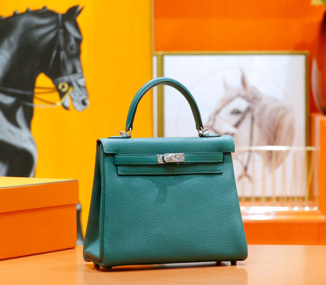 Hermès（爱马仕）Kelly 凯莉包 祖母绿 Togo 全手缝 小牛皮 银扣 25cm