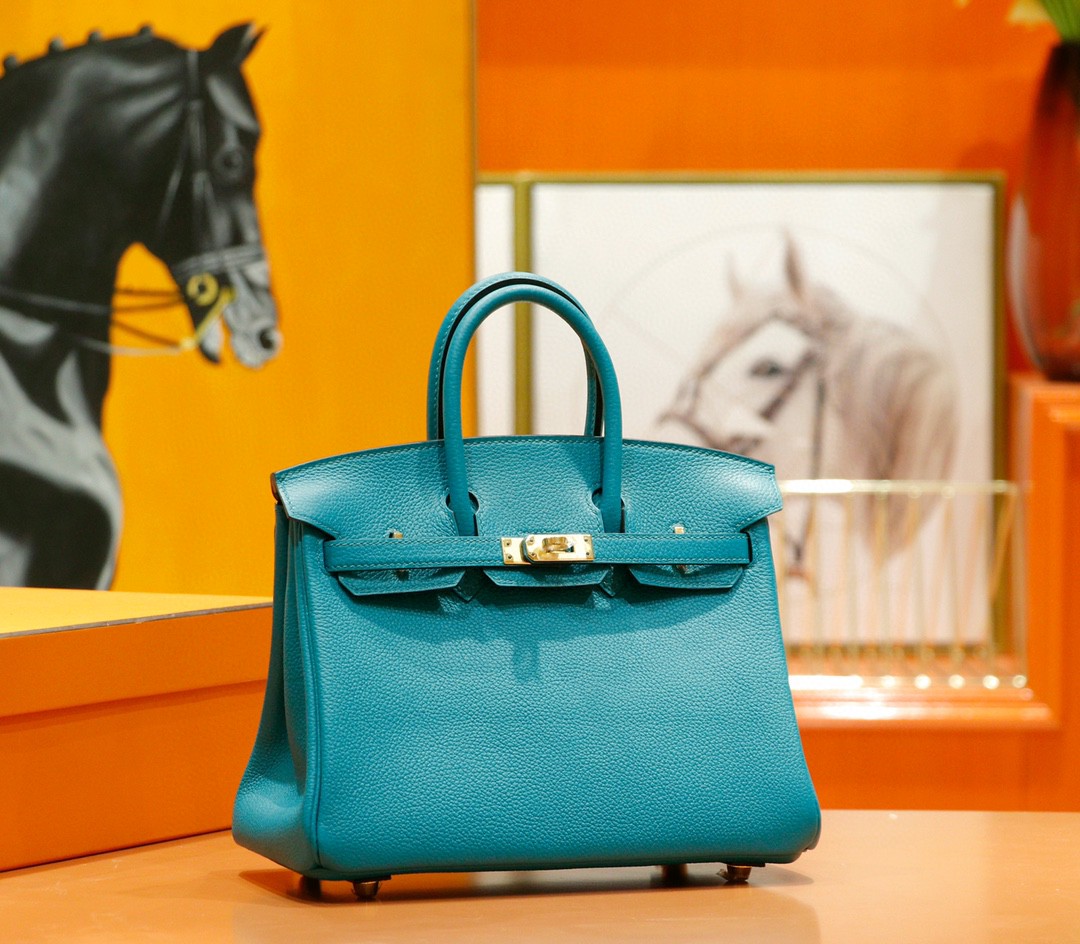 Hermès（爱马仕）Birkin 凯莉包 孔雀绿 togo 全手缝 小牛皮 金扣 25cm