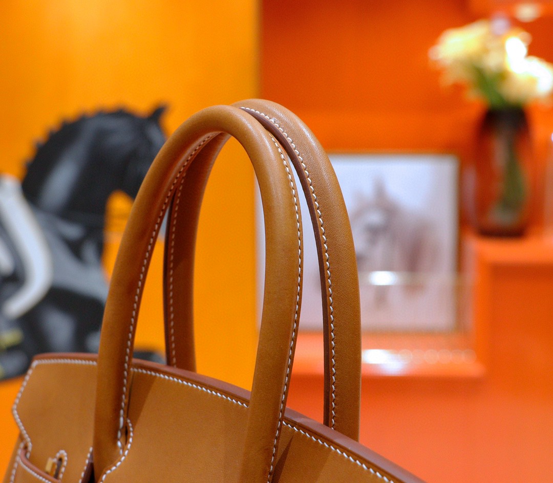 Hermès（爱马仕）Birkin 铂金包 金棕 全手缝 马鞍皮 金扣 30cm