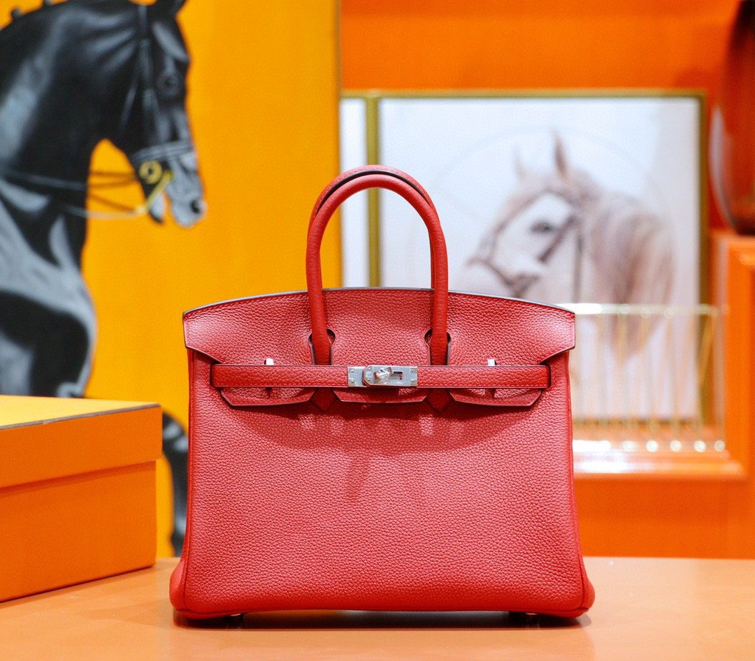 Hermès（爱马仕）Birkin 铂金包 国旗红 togo 全手缝 小牛皮 银扣 25cm