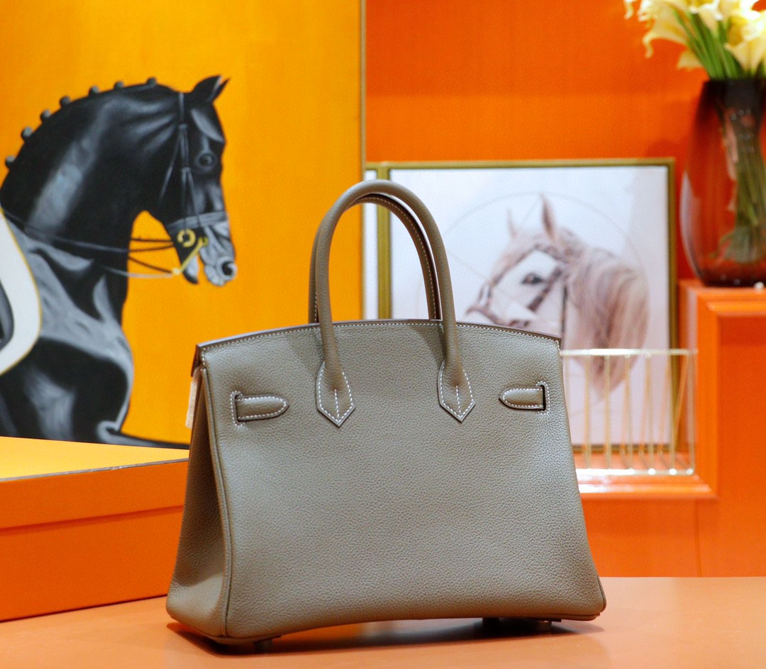 Hermès（爱马仕）Birkin 铂金包 大象灰 Togo 小牛皮 全手缝 银扣 30cm