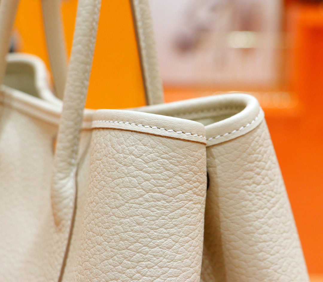 Hermès（爱马仕）Garden 花园包 奶昔白 country 全手缝 小牛皮 银扣 30cm