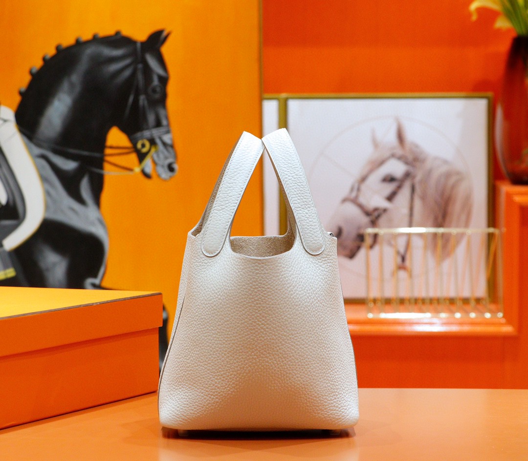 Hermès（爱马仕）Picotin 菜篮子 奶昔白 togo 全手缝 小牛皮 银扣 18cm