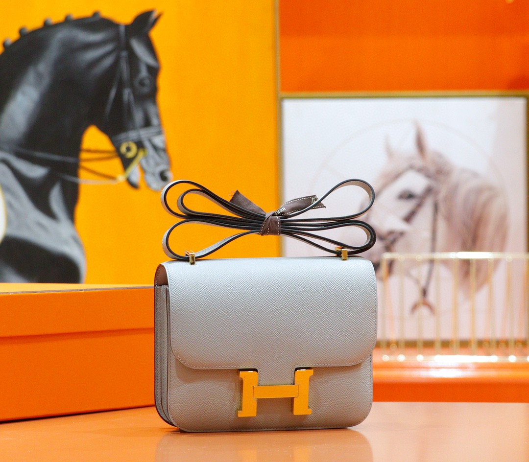 Hermès（爱马仕）Constance 空姐包 海鸥灰 Epsom 全手缝 小牛皮 金扣 19cm