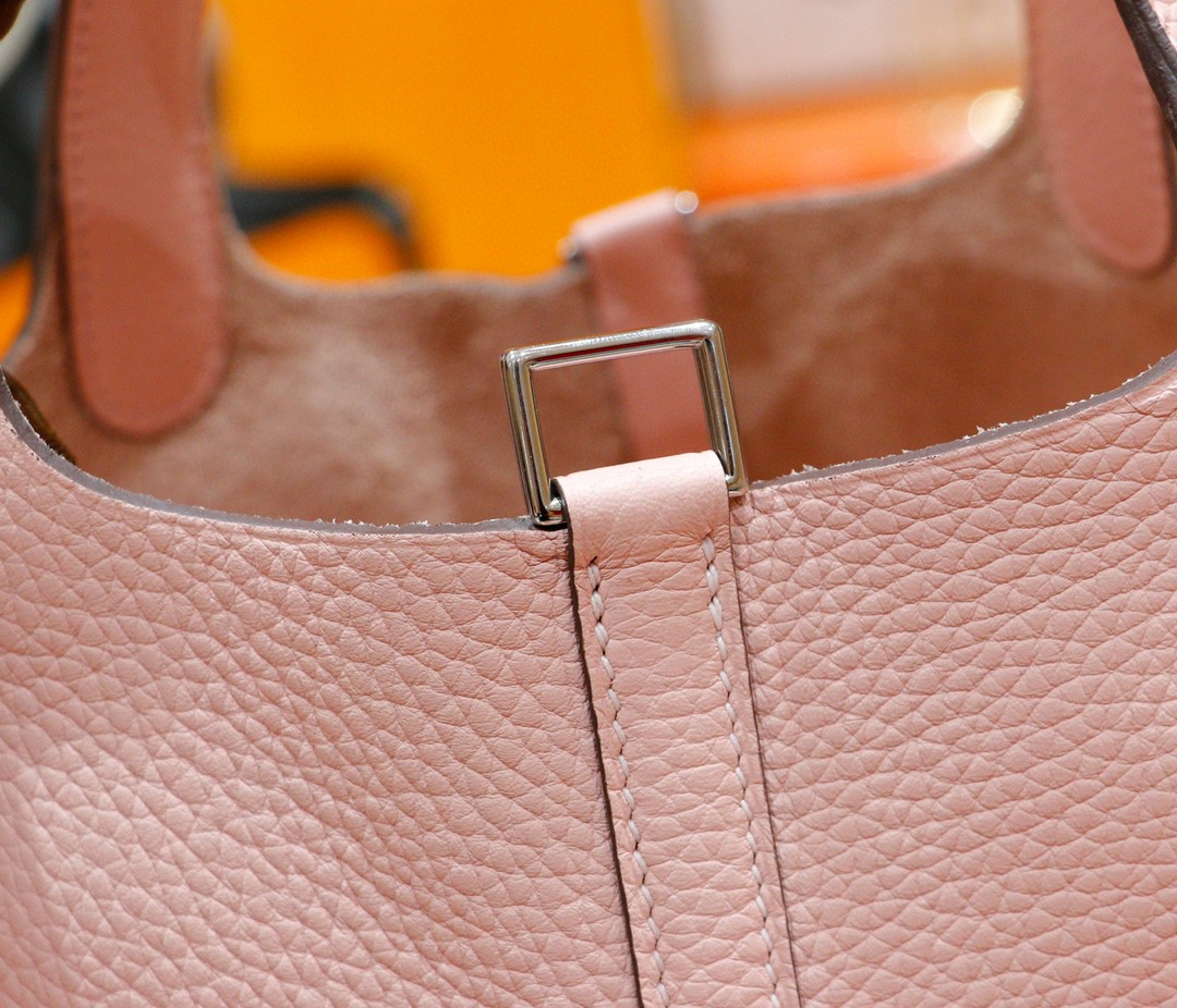 Hermès（爱马仕）Picotin 菜篮子 奶昔粉 全手缝 银扣 18cm