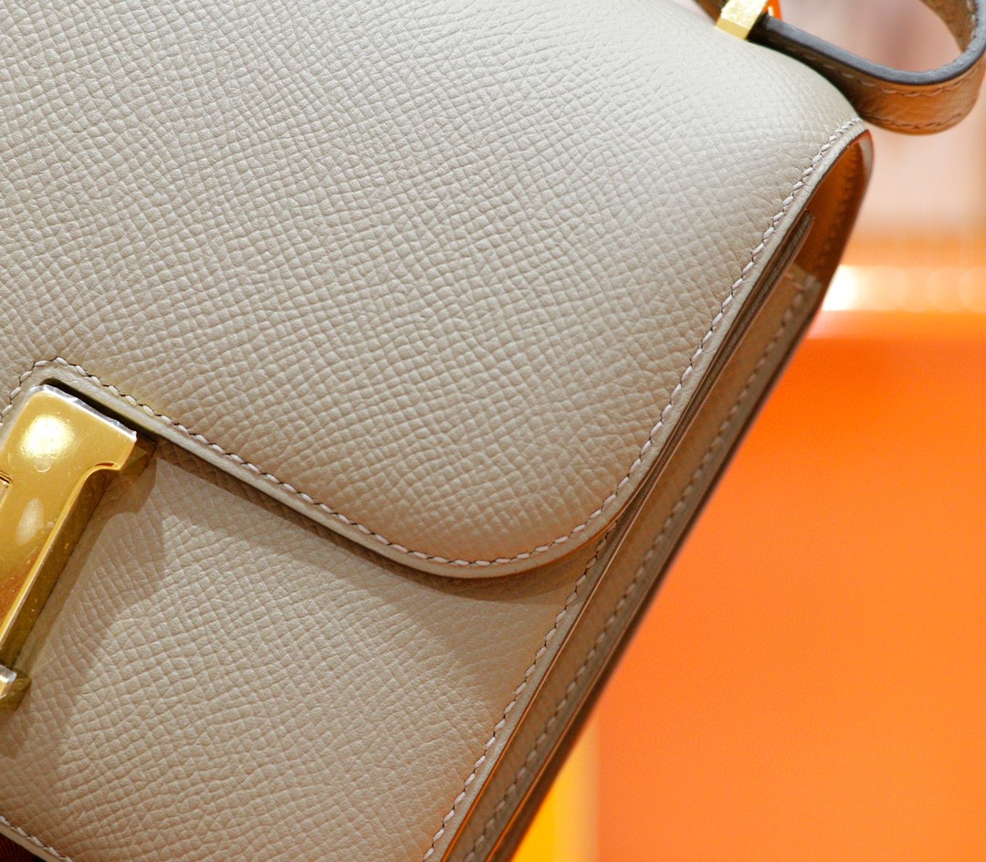 Hermès（爱马仕）Constance 空姐包 沥青灰 Epsom 全手缝 小牛皮 金扣 19cm