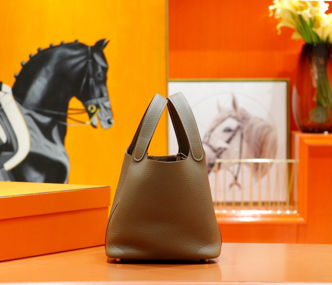 Hermès（爱马仕）Picotin 菜篮包 大象灰 Togo 全手缝 银扣 18cm