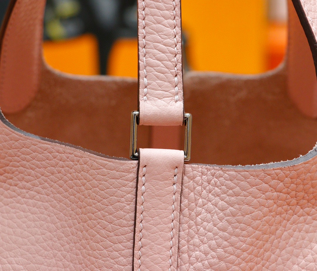 Hermès（爱马仕）Picotin 菜篮子 奶昔粉 全手缝 银扣 18cm