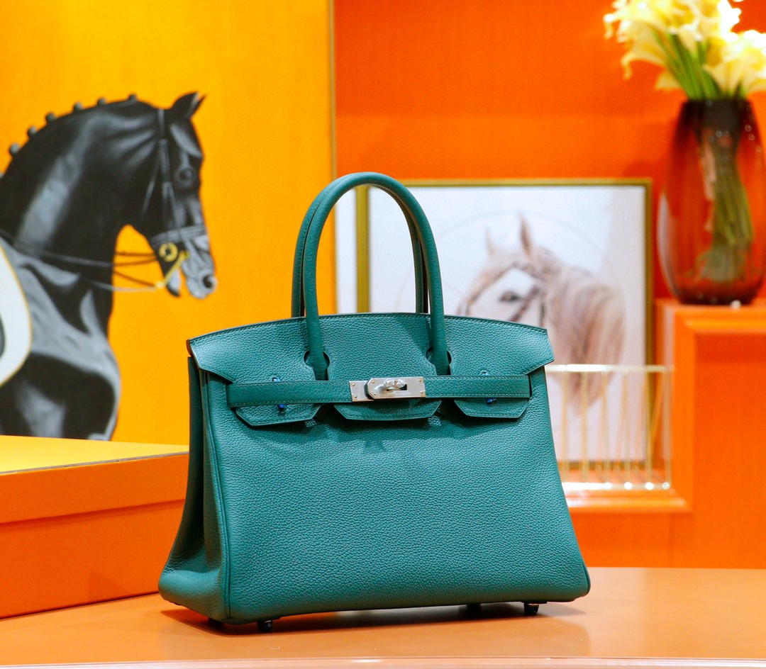 Hermès（爱马仕）Birkin 铂金包 祖母绿 togo 小牛皮 全手缝 银扣 30cm