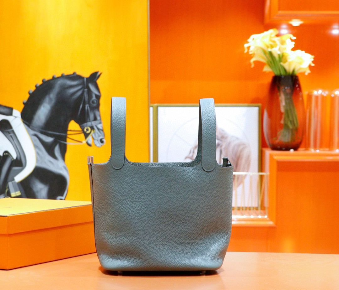 Hermès（爱马仕）Picotin 菜篮子 杏仁绿 Togo 全手缝 银扣 22cm