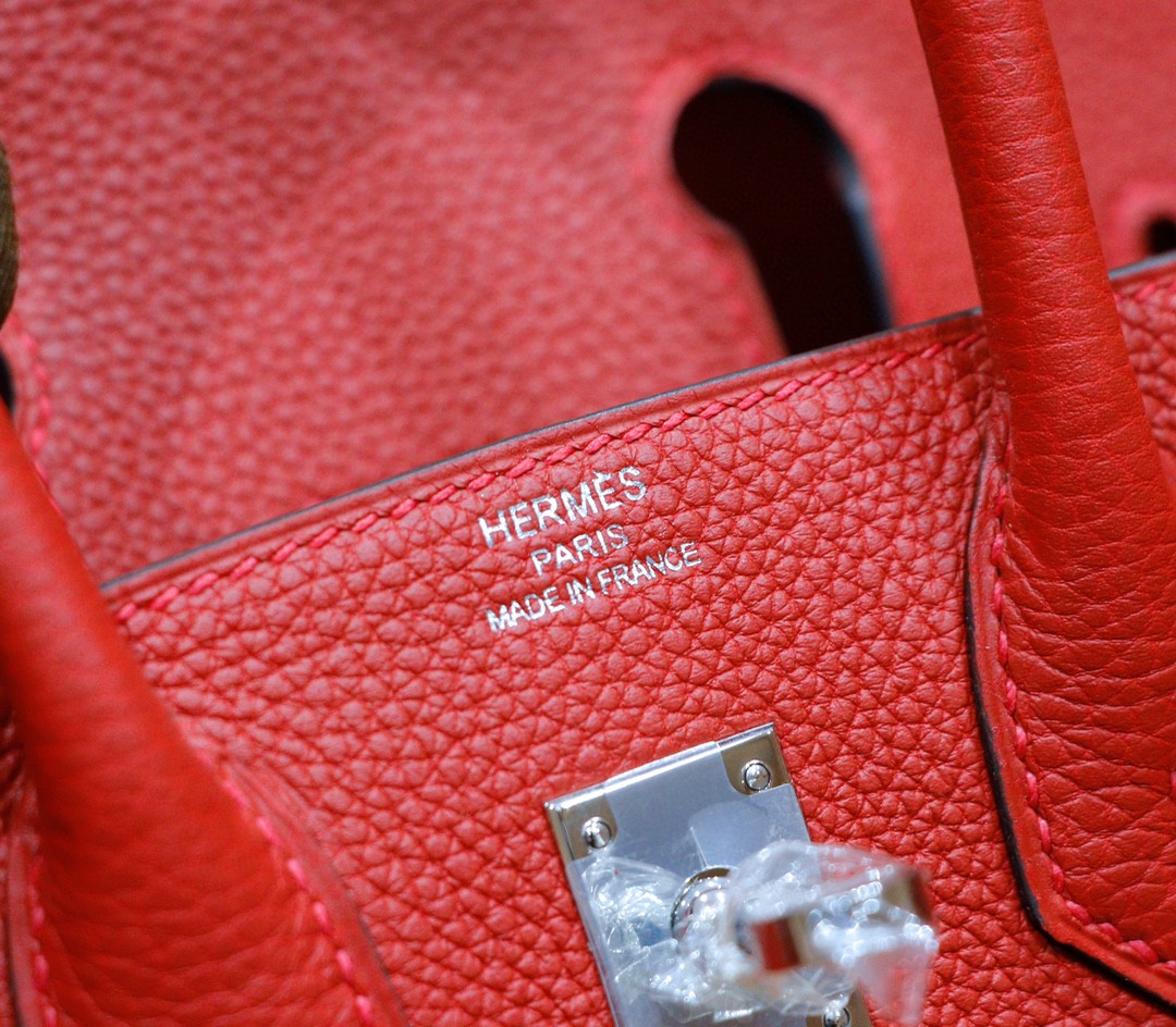 Hermès（爱马仕）Birkin 铂金包 国旗红 togo 全手缝 小牛皮 银扣 25cm