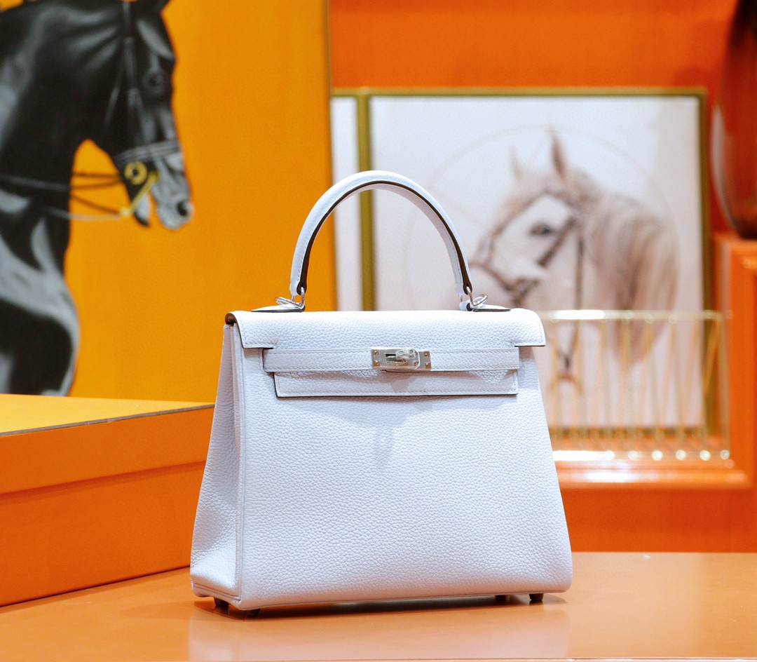 Hermès（爱马仕）Kelly 凯莉包 雾霾蓝 togo 全手缝 小牛皮 银扣 25cm