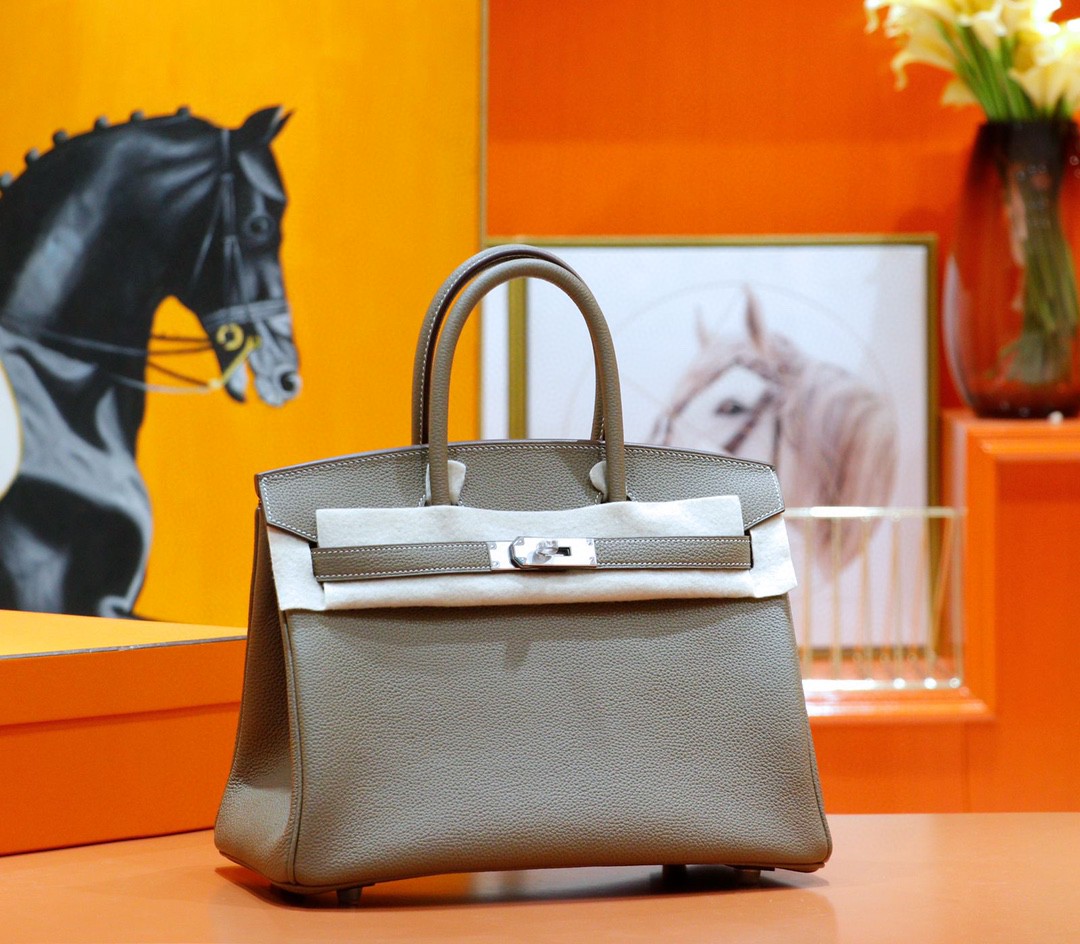 Hermès（爱马仕）Birkin 铂金包 大象灰 Togo 小牛皮 全手缝 银扣 30cm
